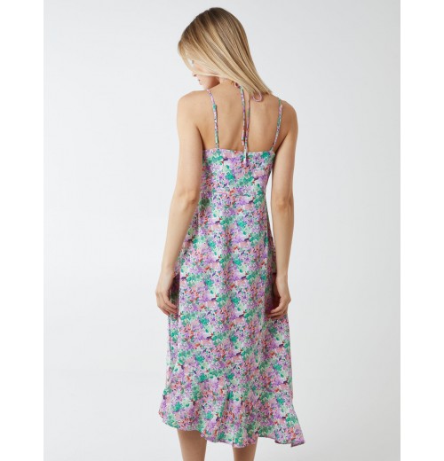 Twist Front Floral Print Midi Dress Twist Front Floral Print Midi Dress
