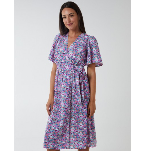 Floral Angel Sleeve Midi Dress Floral Angel Sleeve Midi Dress