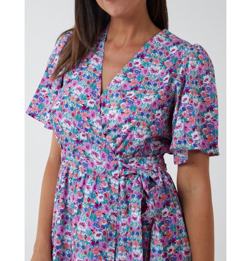 Floral Angel Sleeve Midi Dress Floral Angel Sleeve Midi Dress