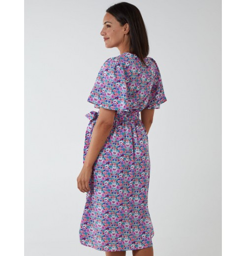 Floral Angel Sleeve Midi Dress Floral Angel Sleeve Midi Dress