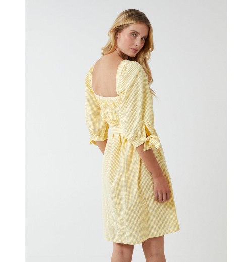 Square Neck Shirred Swing Dress Square Neck Shirred Swing Dress