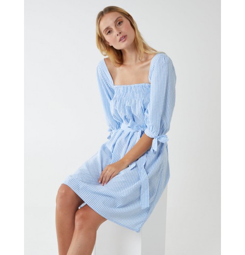 Square Neck Shirred Swing Dress Square Neck Shirred Swing Dress
