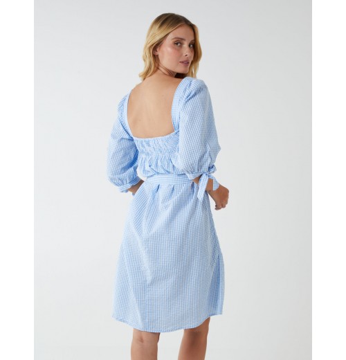 Square Neck Shirred Swing Dress Square Neck Shirred Swing Dress