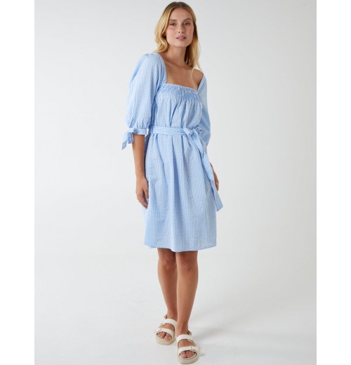 Square Neck Shirred Swing Dress Square Neck Shirred Swing Dress