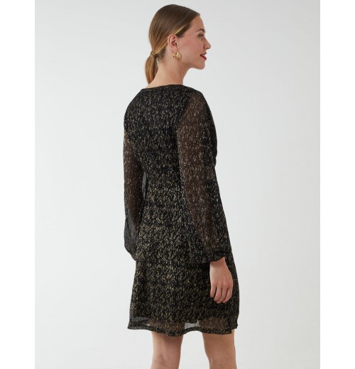 V-Neck Long Sleeve Lurex Dress V-Neck Long Sleeve Lurex Dress