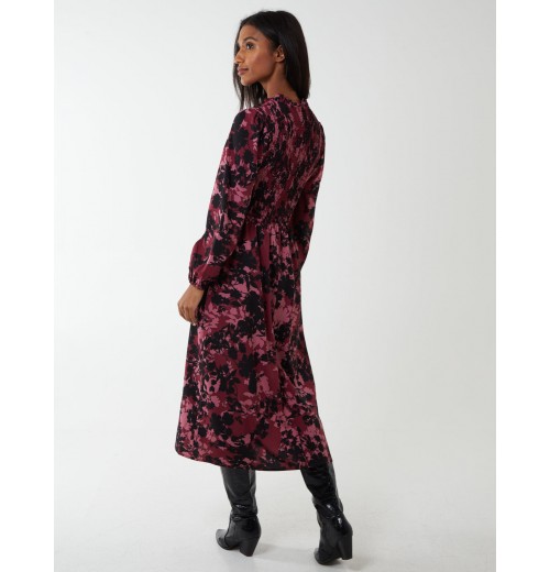 Shirred Bust Wrap Midi Dress Shirred Bust Wrap Midi Dress
