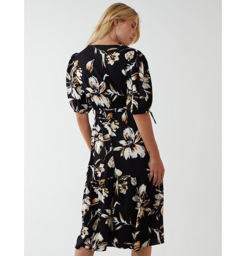 Wrap Front Tier Hem Midi Dress Wrap Front Tier Hem Midi Dress