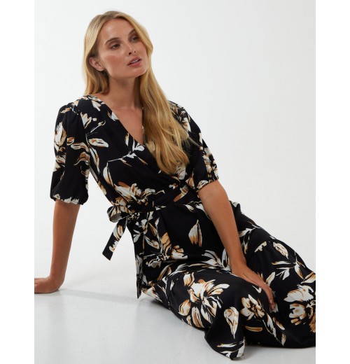 Wrap Front Tier Hem Midi Dress Wrap Front Tier Hem Midi Dress