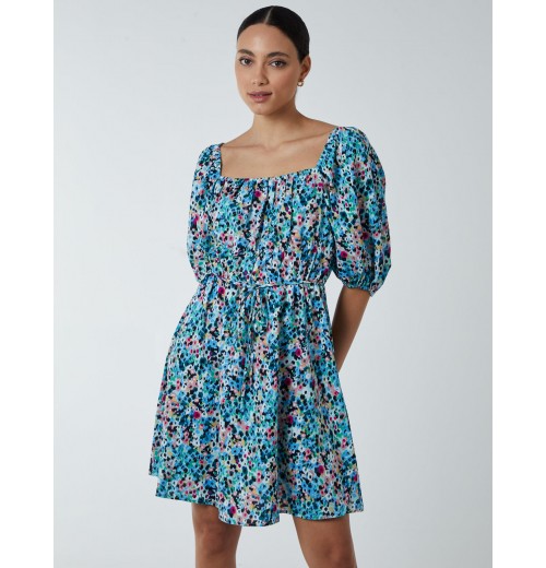 Square Neck Puff Sleeve Mini Dress Square Neck Puff Sleeve Mini Dress