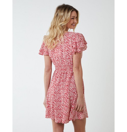 Double Ruffle Empire Shirred Mini Dress Double Ruffle Empire Shirred Mini Dress