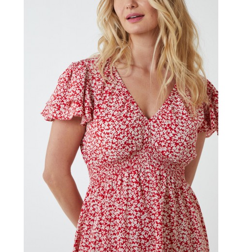 Double Ruffle Empire Shirred Mini Dress Double Ruffle Empire Shirred Mini Dress