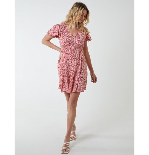 Double Ruffle Empire Shirred Mini Dress Double Ruffle Empire Shirred Mini Dress
