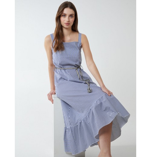 Striped High Low Tiered Dress Striped High Low Tiered Dress