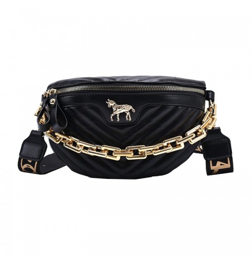 Leather Fanny Pack With Chain Leather Fanny Pack With Chain