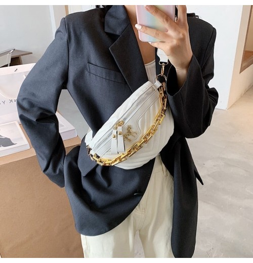 Leather Fanny Pack With Chain Leather Fanny Pack With Chain