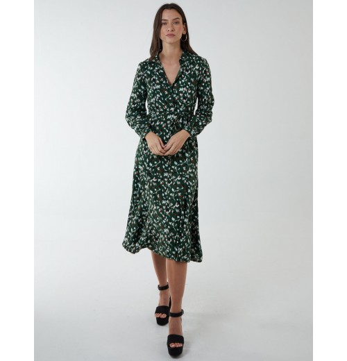 Shirt Midi Dress With Godet Hem Shirt Midi Dress With Godet Hem