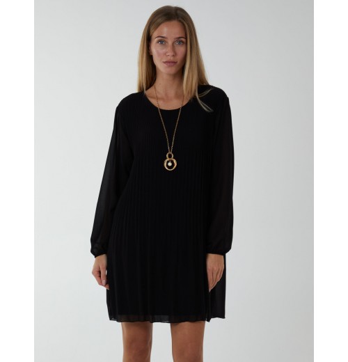 Long Sleeve Pleated Shift Dress Long Sleeve Pleated Shift Dress