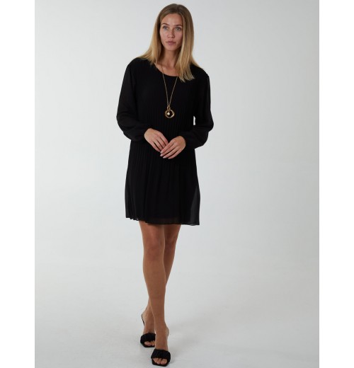 Long Sleeve Pleated Shift Dress Long Sleeve Pleated Shift Dress