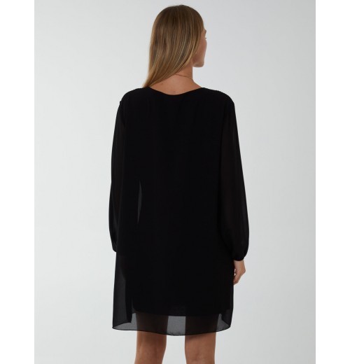 Long Sleeve Pleated Shift Dress Long Sleeve Pleated Shift Dress