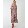 Bardot Midi Dress With Frill Hem Bardot Midi Dress With Frill Hem