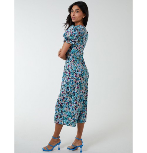 Frill Puff Sleeve Midi Dress Frill Puff Sleeve Midi Dress