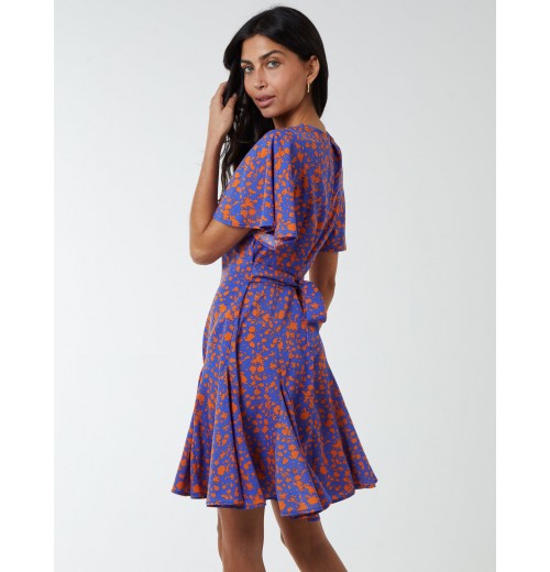 Godet Insert Mini Dress With Tie Godet Insert Mini Dress With Tie