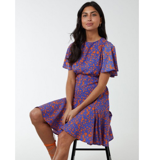Godet Insert Mini Dress With Tie Godet Insert Mini Dress With Tie