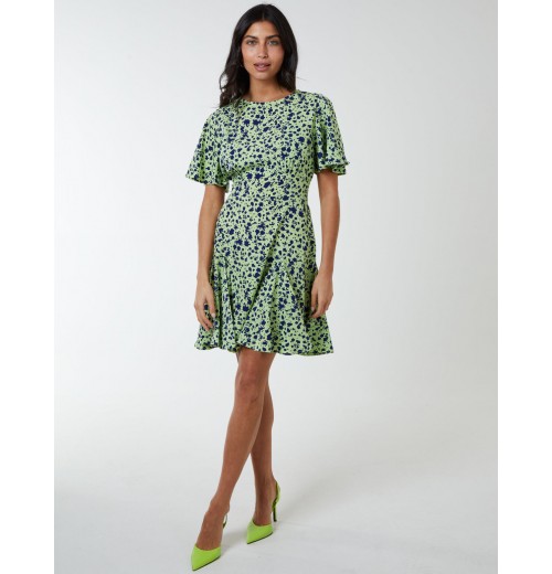 Godet Insert Mini Dress With Tie Godet Insert Mini Dress With Tie