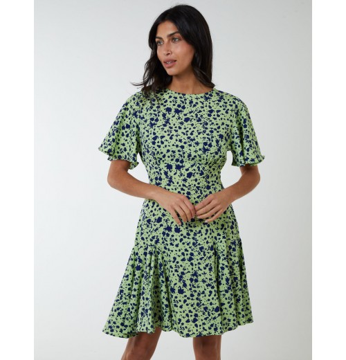Godet Insert Mini Dress With Tie Godet Insert Mini Dress With Tie