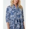 Manderin Collar Trapezed Dress With 3/4 Sleeves Manderin Collar Trapezed Dress With 3/4 Sleeves