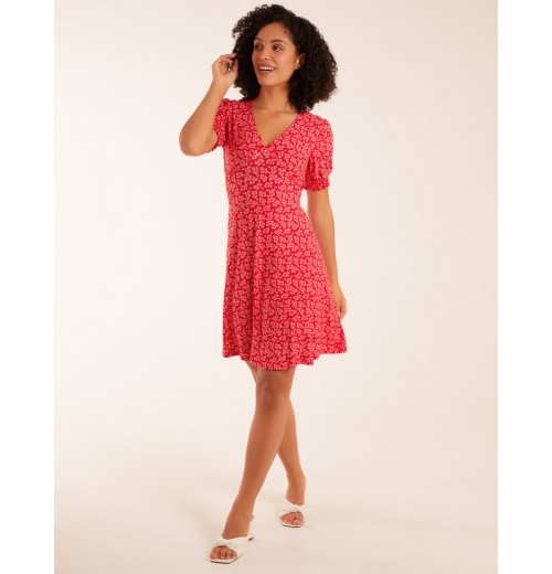 Shirring Cuff Sleeve Tea Dress Shirring Cuff Sleeve Tea Dress