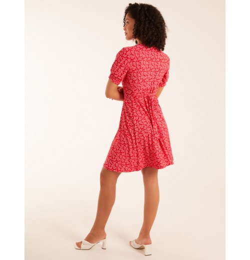 Shirring Cuff Sleeve Tea Dress Shirring Cuff Sleeve Tea Dress
