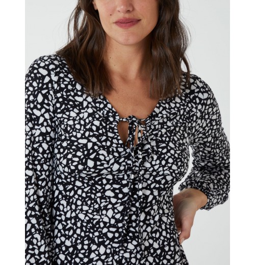 Tie Neck Fit And Flare Mini Dress Tie Neck Fit And Flare Mini Dress