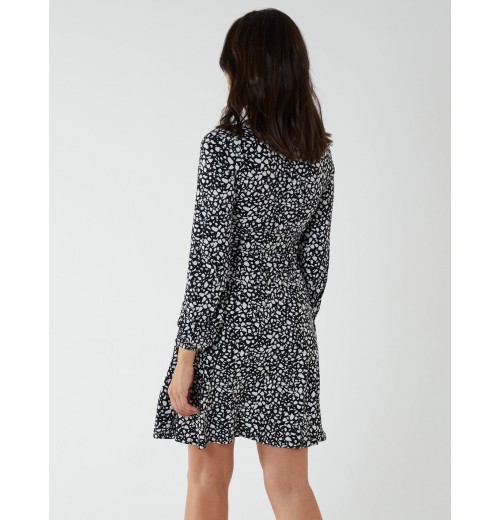 Tie Neck Fit And Flare Mini Dress Tie Neck Fit And Flare Mini Dress