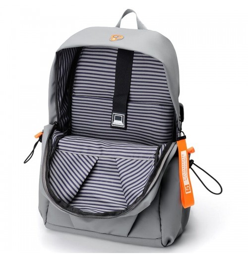 Backpack For Men Grey USB Charger Backpack For Men Grey USB Charger