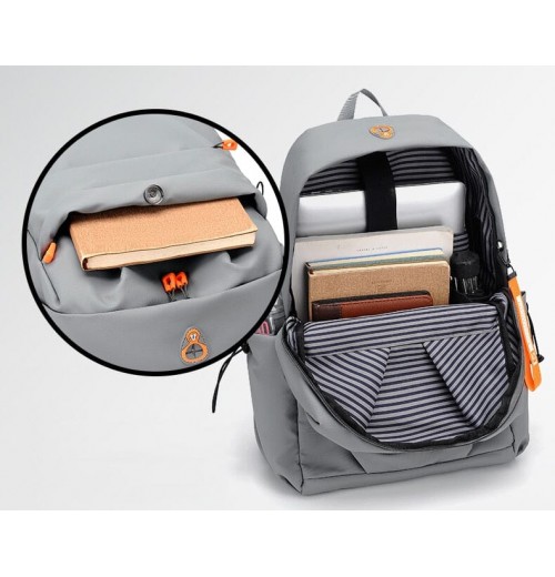 Backpack For Men Grey USB Charger Backpack For Men Grey USB Charger