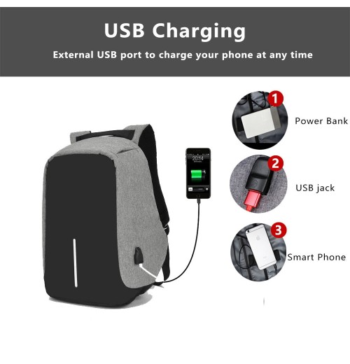Anti Theft Waterproof Backpack With USB Charging Port Anti Theft Waterproof Backpack With USB Charging Port