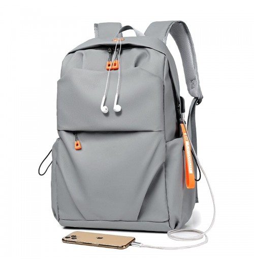 Backpack For Men Grey USB Charger Backpack For Men Grey USB Charger