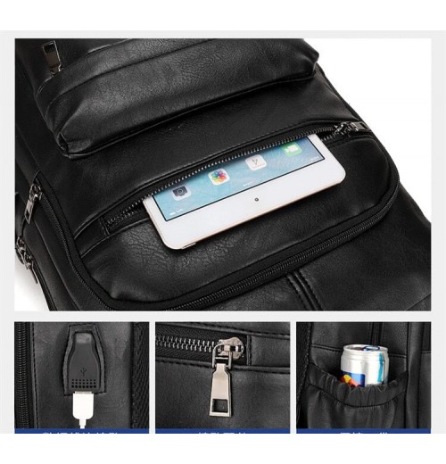 Leather Backpack With USB Charger Leather Backpack With USB Charger