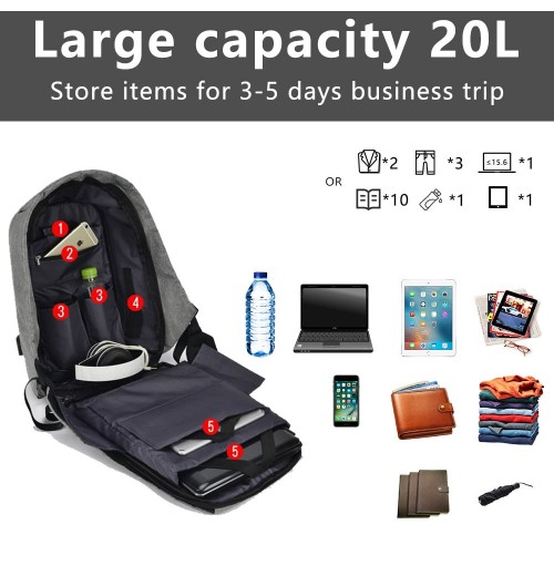 Anti Theft Waterproof Backpack With USB Charging Port Anti Theft Waterproof Backpack With USB Charging Port