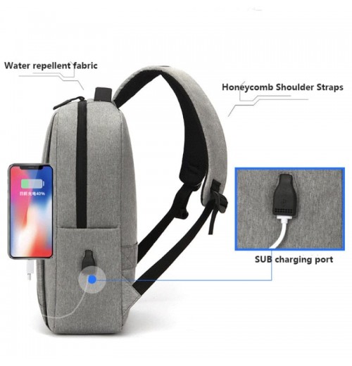 Water Resistant Backpack With USB Charging Port Water Resistant Backpack With USB Charging Port