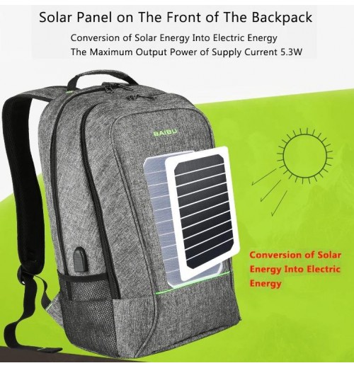 Outdoor Charging Backpack USB Port With Solar Panel Outdoor Charging Backpack USB Port With Solar Panel